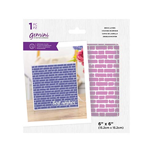 Crafters Companion GEM-EF6-BRI Gemini - Carpeta para grabar en relieve (15,2 x 15,2 cm), diseño de ladrillos, 6" x 6"