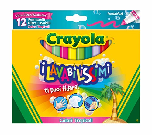 Crayola 58-8335 - I Lavabilissimi 12 Rotuladores, Punta Maxi, Colores Tropicales