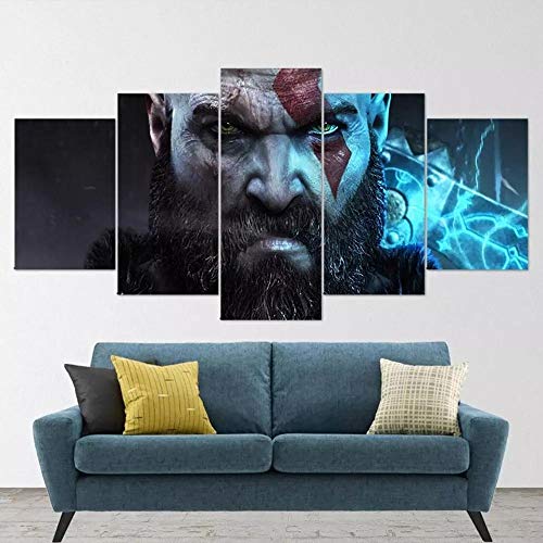 Cuadro En Lienzo Decoracion 5 Piezas HD Imagen Impresiones En Lienzo Carteles De Figuras De Game God War Lienzo Grandes XXL Murales Pared 5 Paneles De Pinturas De Obras De Arte Moderno