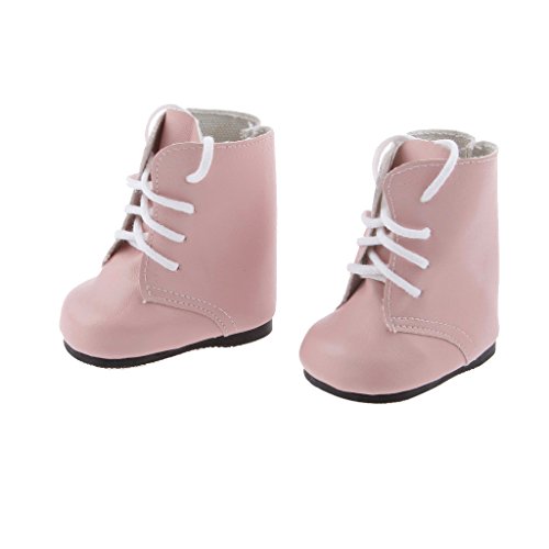 Desconocido Botas Zapatos Fashion Princesa Encaje PU para Muñecas Chicas Americanas 18 Pulgadas - Rosa