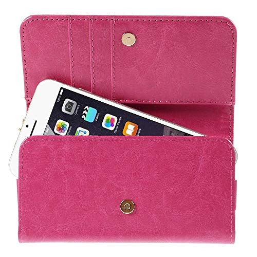 DFV mobile - Cover Premium Crazy Horse PU Leather Wallet Case with Card Slots for BLU Life Play 2, L170A - Pink