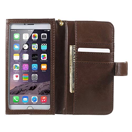DFV mobile - Crazy Horse PU Leather Wallet Case with Frame Touchable Screen and Card Slots for BLU Life Play 2, L170A - Brown