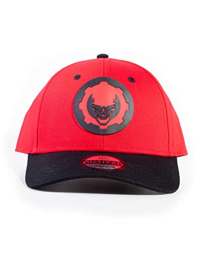 Difuzed Gears of War Cog - Gorra Ajustable, diseño de Calavera, Color Rojo