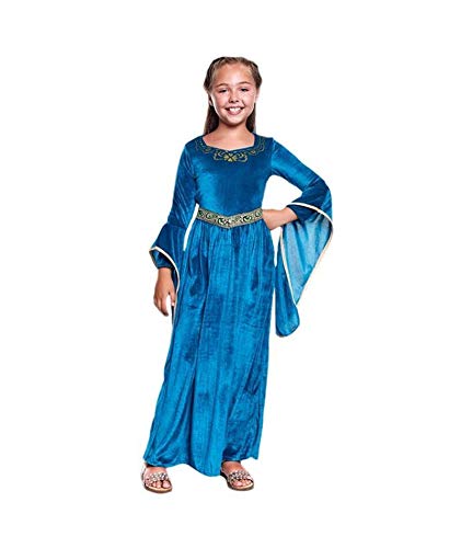 Disfraz Princesa Vikinga Medieval Niña【Tallas Infantiles de 3 a 12 años】[Talla 3-4 años] Disfraz Niña Carnaval Histórico Vestido Medieval Aterciopelado Mangas Acampanadas Desfiles Teatro Actuaciones