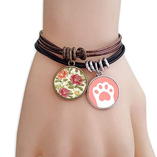 DIYthinker Acuarela Antigua de Rose Pulsera de la Flor de la Planta Gatos Cuero Cuerda