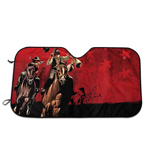 Drew Tours La Visera del Parabrisas Red Dead Redemptio Puede Visera Plegable para Bloquear los Rayos UV, Viseras Plegables para el Sol, Cubierta con 4 ventosas SUN-2044