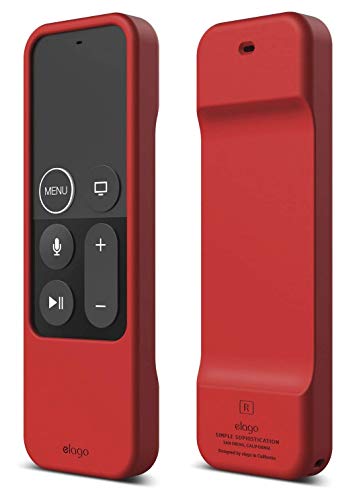 elago R1 Funda para Mando Apple TV Compatible con Apple TV Siri Remoto 4K / Generación 4th - Con Correa, Anti-Deslizante, Material Duradero, Absorción las Golpes (Rojo)