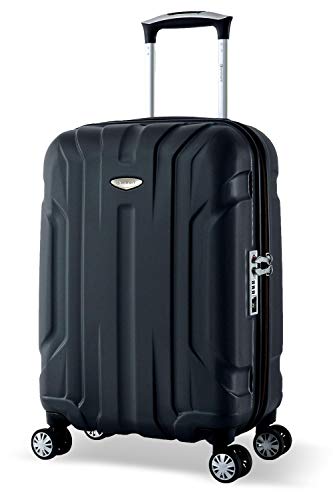 Eminent Maleta Cabina X-Tec 55cm 40L Ultra Ligera con 4 Ruedas multidireccionales Policarbonato Rígido, Candado TSA & Mango telescópico Negro