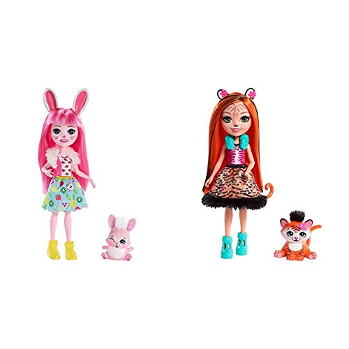 Enchantimals Bree Bunny y Twist, muñeca con Mascota (Matty FXM73) + Muñeca Tanzie Tiger - (Mattel FRH39)