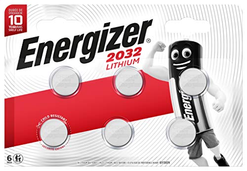 Energizer Paquete de 6 Pilas CR2032 de Litio, 3 v, baterías.