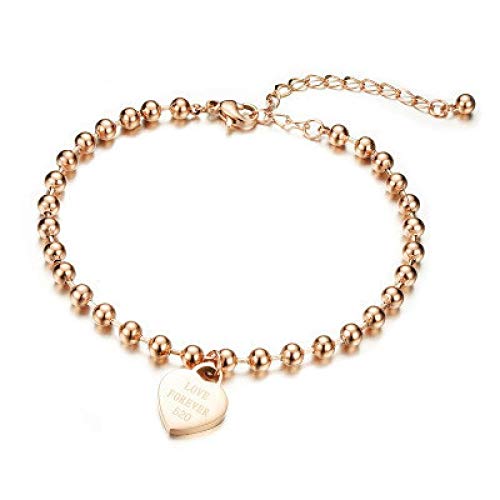 ERKEJI Pulseras Perlas Amor Pulsera Titanio Acero Chapado en Oro Rosa Transferencia Pulsera Enviar Regalo de Novia