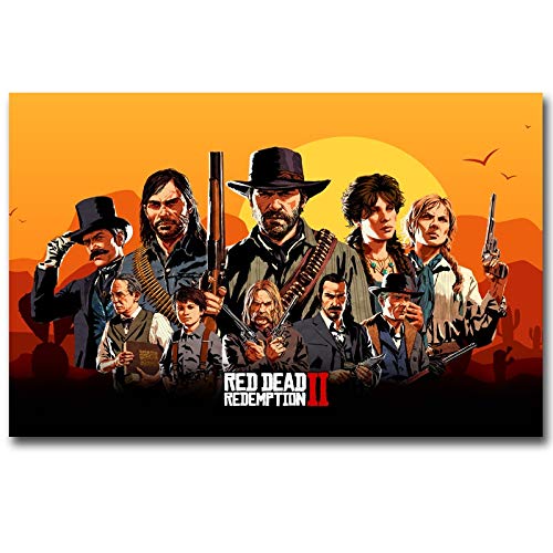 EUpMB Mural póster, Cuadro sobre Lienzo, Impresión en Lienzo, Pintura al óleo, Película Red Dead Redempti 2 60x80cm sin Marco K327