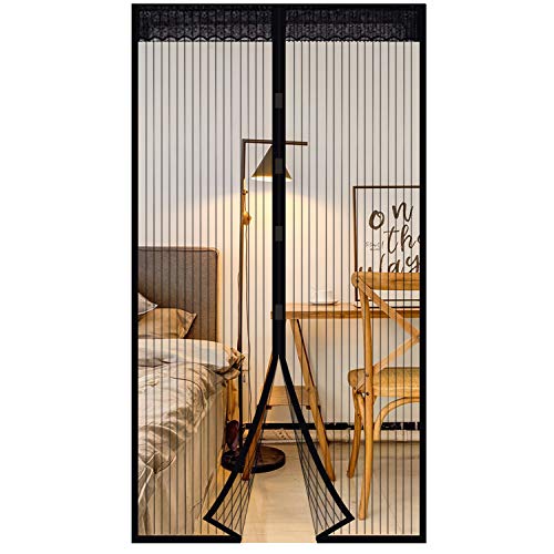 Extsud Mosquitera Magnética para Puertas 120 x 220cm Cortina Protección contra Insectos para Puerta de Balcón Sala de Estar Puerta de Patio Pegado sin Taladrar, Negro