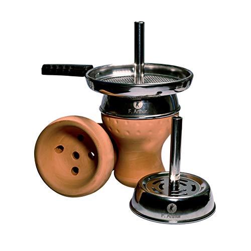 F. Arthur Hookah Head, Incluyendo Chimenea de Acero Inoxidable, Juego I, Tapa de Sonido, Tapa de Chimenea Tonset con Mango engomado