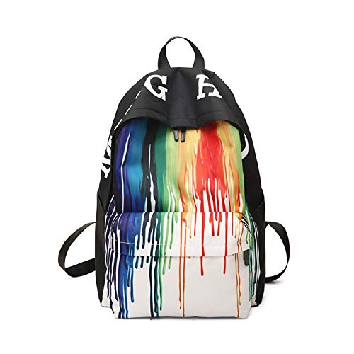 FANDARE Nuevo Mochila Pintada Mochilas Tipo Casual Bolsas Escolares Niña Niño Bolsa de Viaje Bolsos de Mujer Hombre Adolescente Outdoor Viaje Infantiles Backpack Impermeable Poliéster Negro