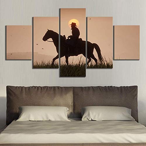 Fbewan 5 Piezas De Pinturas En Lienzo Red Dead Redemption 2 Juegos Póster Gutch's Gang Arthur Morgan Western Wall Art para Decoración del Hogar Imágenes De Fondo,A-25x40x2+25x60x1+25x50x2