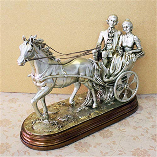 FENGJIAREN Estatuas,Estatuillas,Esculturas,Amante del Carro Tirado por Caballos Figuras Escultura Creativa Artesanía Colofonia Dormitorio Decoraciones Regalo para El Día De San Valentín