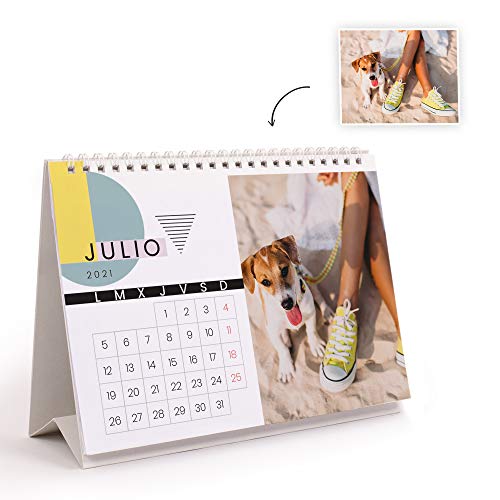 Fotoprix Calendario 2021 sobremesa personalizado con tus fotos | Varios Diseños y Tamaños Disponibles | Calendario de sobremesa clásico | Tamaño: 21 x 15 cm