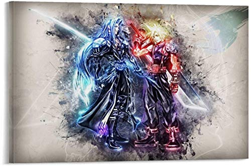 Frameless decorative painting Final Fantasy 7 Fanart Canvas Art Poster and Wall Art Picture Print Modern Family Bedroom Decor Posters 12x18inch(30x45cm)