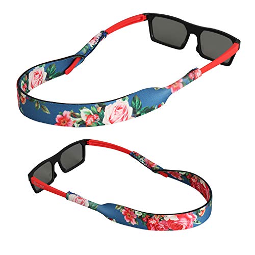 FTALGS Correa de Gafas de Sol [2 Paquetes] Cómodo y Suave Cuerda de Gafas de 100% Neopreno, Mantiene sus Gafas de Seguridad ya sea Ir Deja que uses tus gafas como quieras (Colorear)