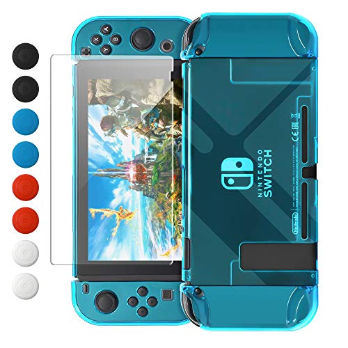 FYOUNG - Funda para Nintendo Switch, accesorios de protección para Nintendo Switch y Nintendo Switch Joy-Con con tapas para el pulgar, color azul