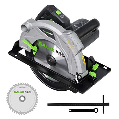 GALAX PRO Sierra Circular, 2000W 5000RPM Sierra Eléctrica, Corte 85mm (90°), 56mm (45°), Guía Láser, Hoja 235mm, Escala Graduada, Madera, Metal Delgado, Plástico