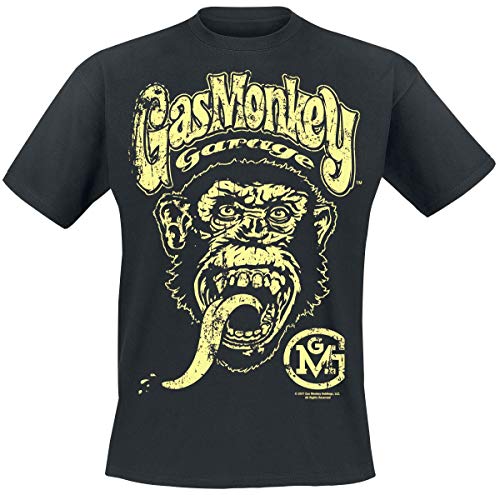 Gas Monkey Garage Logo Hombre Camiseta Negro 5XL, 100% algodón, Regular