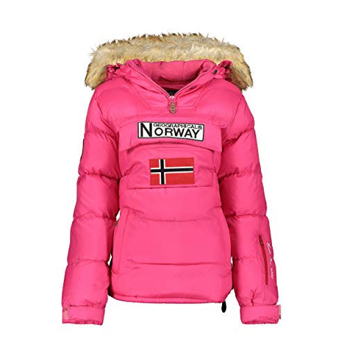 Geographical Norway BELANCOLIE Lady - Parka de Mujer cálida - Abrigo Capucha de Piel sintética - Chaqueta Invierno Acolchada - Chaqueta Corta Forro cálido - Regalo de Mujer (Rosa L) Talla 3