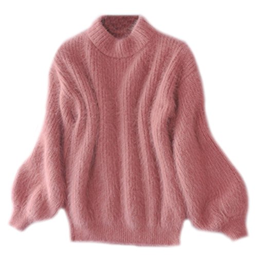 Gladiolus Mujeres Jerséis Redondo Cuello Sueter Flojo Jersey De Punto Abrigo Otoño Invierno Pullover Jumper Caucho Pink