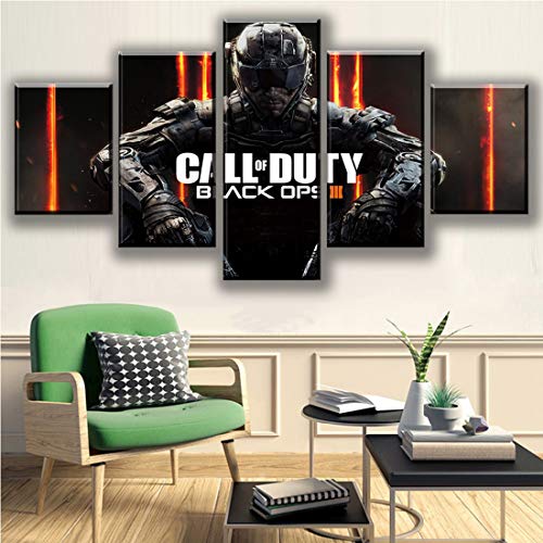 GNZY Lona Pintura HD Print Mural 5 Piezas Black Ops 4 Call Duty Juego Imágenes Modular Resumen Póster Sala Decoración,A,20x30x2+20x50x1+20x40x2