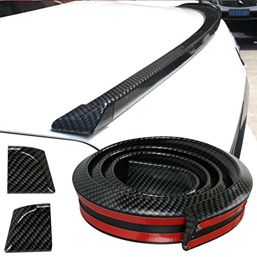 GOGOLO Brillante JDM 4.9ft / 150cm Universal EPDM caucho Tronco Car techo trasero tira de alerón tira para SUV parachoques parachoques labio, 100% de protección impermeable, negro