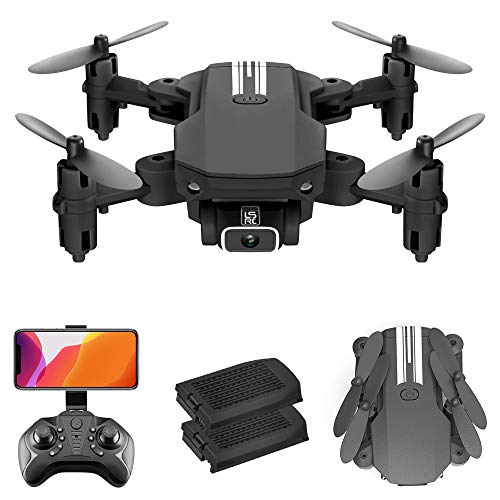 GoolRC LS-MIN Mini Drone con cámara 4K RC Quadcopter 13mins Tiempo de Vuelo 360 ° Flip Gesto Foto Video Pista Vuelo Altitud Control de Retención Remoto sin Cabeza para Niños Adultos (Negro, 2 Batería)