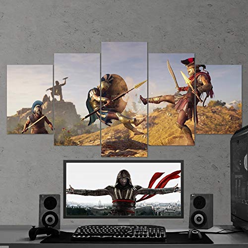 Gtart Cuadro Assassin'S Creed Odyssey 61 Grandes Cuadros Decoracion Salon Modernos 5 Piezas Lienzos Decorativos para Pared Abstractos Modernos Cuadros Decoracion Dormitorios