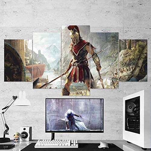 Gtart Cuadro Juego Assassin'S Creed Odyssey 11 Grandes Cuadros Decoracion Salon Modernos 5 Piezas Lienzos Decorativos para Pared Abstractos Modernos Cuadros Decoracion Dormitorios