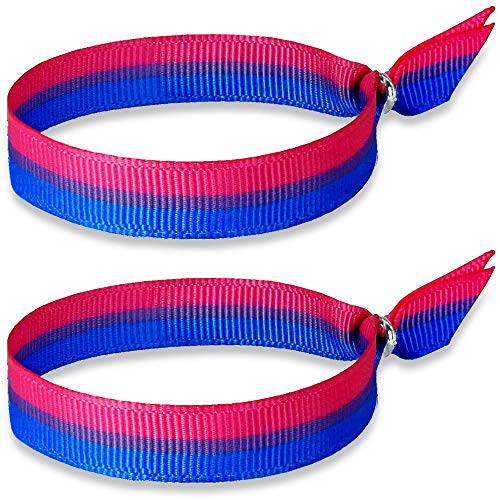 HAND-PRO Pulsera Bisexual Pulsera Bandera Bisexual (x2) Cinta Bisexual Simbolo de Orgullo Personal Pulsera Pride Pulsera LGTBI (30x1cm)