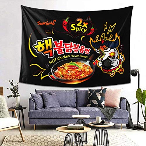 Hdadwy Anime Samyan Ramen (Spicy Ramen Challenge) Tapiz 3D Montaje en Pared Dormitorio Playa Objeto para arrojar Tela de Picnic Porche Sofá Colgante Art Deco