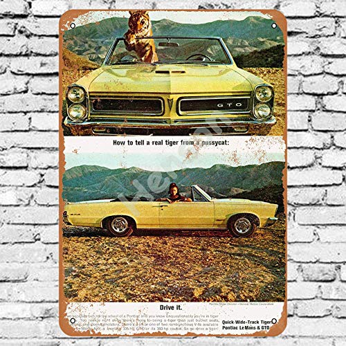 Henson 1965 Pontiac GTO Convertible Traditional Vintage Tin Sign Logo 12 * 8 Advertising Eye-Catching Wall Decoration