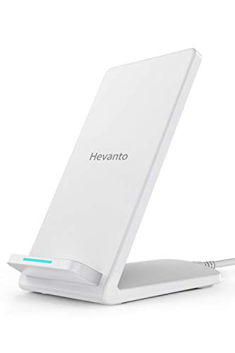 Hevanto Cargador Rápido Inalámbrico, 7.5W Carga Inalambrica para iPhone 12/11/11 Pro/XS MAX/XR/XS/X/8Plus/8, 10W Cargador Inducción para Galaxy S10/S9/S9+/S9+/Note 10 (Blanco)