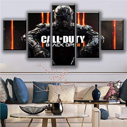 HIMFL Lona HD Print Pintura Mural 5 Paneles Juego Black Ops 4 Call Duty Imágenes Modular Resumen Póster Sala Decoración,A,30×50×2+30×70×2+30×80×1