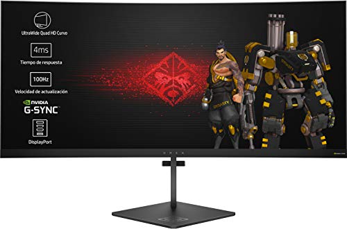 HP OMEN X 35 - Monitor Gaming para PC Desktop G-sync + Altura Ajustable de 88.90 cm (35 pulgadas, 300 cd/m², 3440 x 1440 pixeles, 4 ms, LED, UltraWide Quad HD)