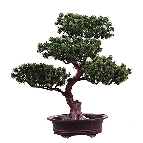 INGHU Bonsái Artificial – Árbol de Planta en Maceta de simulación de plástico – Mini Adorno Acogedor para árbol de Pino Verde para decoración de Oficina, Type 3, Talla Abierta