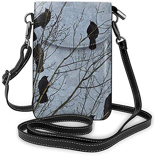 Inner-shop Black Crow Ra-ven Birds Small Crossbody Purse Funda para teléfono celular Mini bolso de hombro para viajes de trabajo Compras