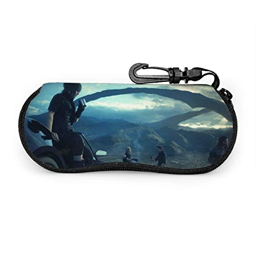 JONINOT Estuche blando para gafas de sol Final-Fantasy con clip para cinturón, estuche protector suave de neopreno con cremallera para gafas, 17 cm × 8 cm