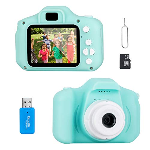 Jooheli Cámara Digital para Niños, Cámara Infantil con Tarjeta de Memoria Micro SD 32GB Digital Video Cámara Cumpleaños Regalos para Niños y Niñas de 3 a 12 Años (Verde Claro)