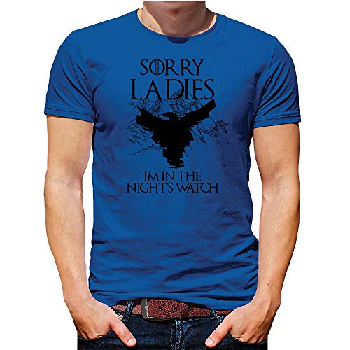 Juego de Tronos Camiseta Hombre Divertido Nights Watch Manga Corta Camiseta Clásica Cortar Cuello Redondo - Azul, XL