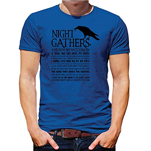 Juego de Tronos Camiseta Hombre Nights Watch Noches Reúne Manga Corta Camiseta Clásica Cortar Cuello Redondo - Azul, XL