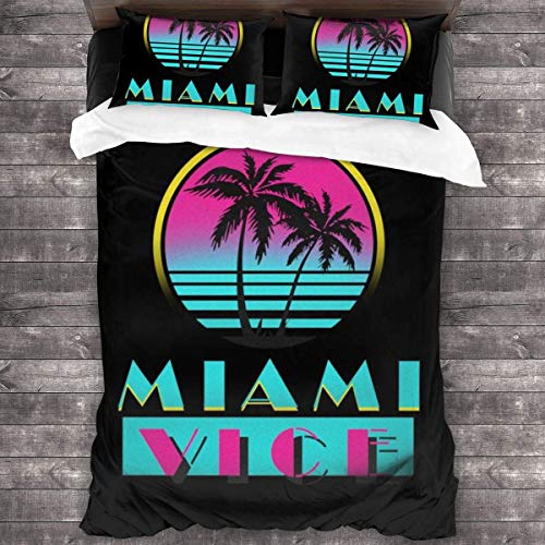 Kinhevao Miami Vice Logo Juego de Cama de 3 Piezas Funda nórdica, Juego de Cama Decorativo de 3 Piezas con 2 Fundas de Almohada C10302