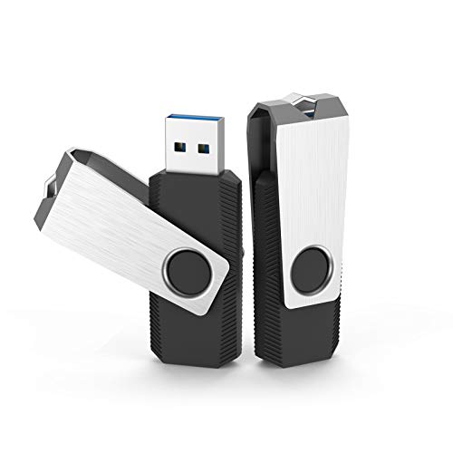 KOOTION Memoria USB 32GB 2 Pack USB Flash Drive USB 3.0 Pendrive 32 Giga 2 Unidades USB Stick USB Key Metal 32G Memory Sticks 2 Piezas de Alta Velocidad, Negro