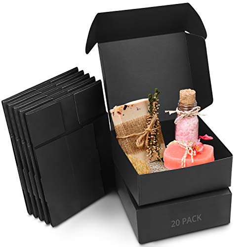 Kurtzy Cajas de Cartón Kraft Negras (Pack de 20) – Medidas de las Cajas 12 x 12 x 5 cm - Caja Kraft Fácil Ensamblado Cuadrada Presentación - Cajitas para Regalos, Fiestas, Cumpleaños, Bodas