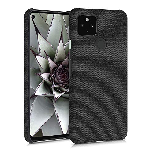 kwmobile Funda Protectora Compatible con Google Pixel 4a 5G - Carcasa Trasera Dura Forrada en Tela - Negro